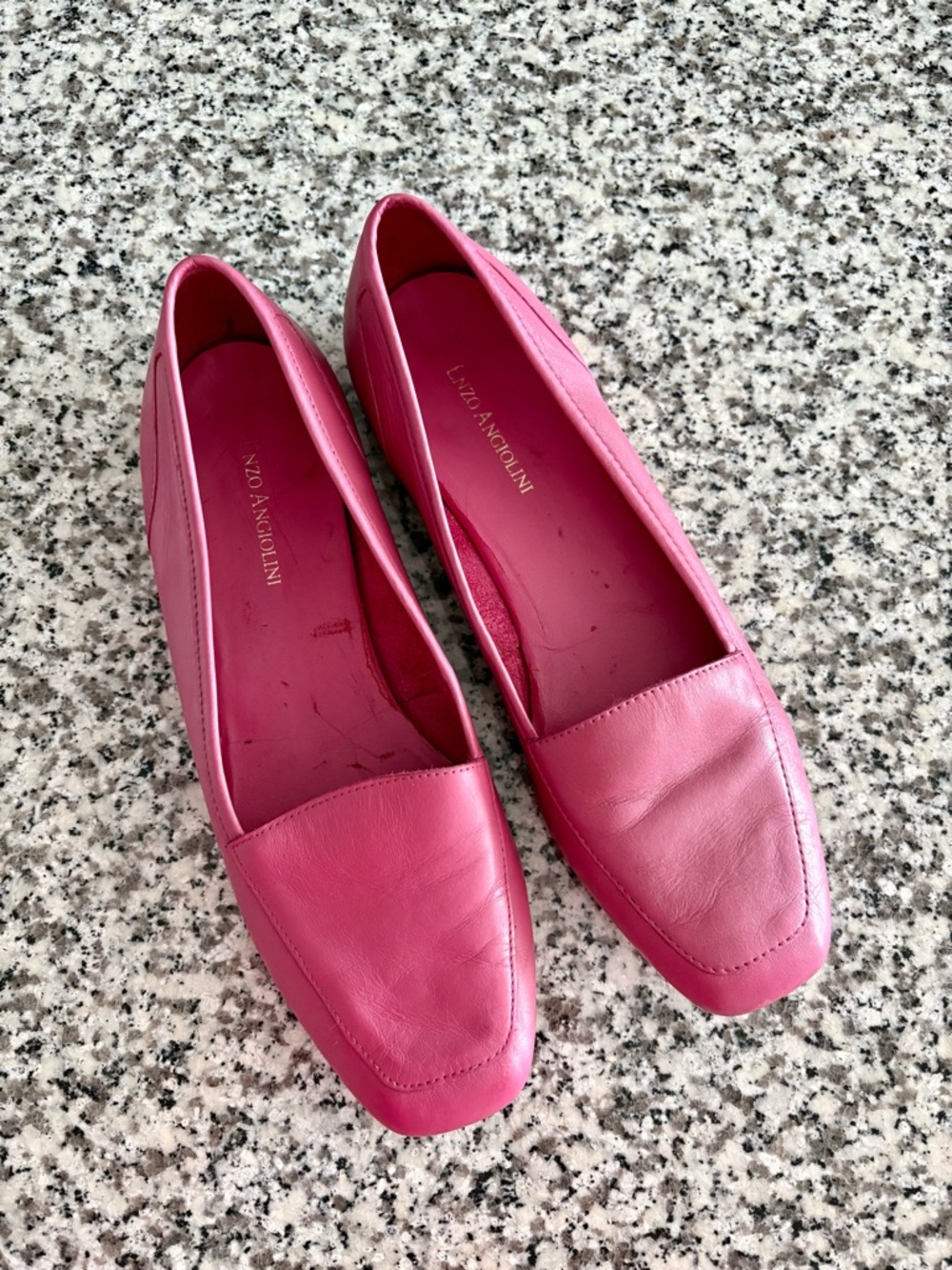 Enzo Angiolini—Bubblegum Pink Leather Square Toe Flats Vintage (Size 8.5) - Picture 4 of 8